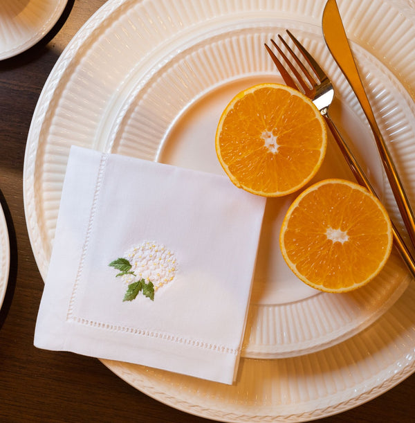 White Hydrangea Tea Napkin