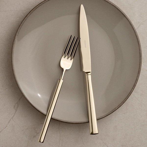 Herdmar | Vintage Champagne Pvd Table Spoon, Fork & Knife,Set of 3