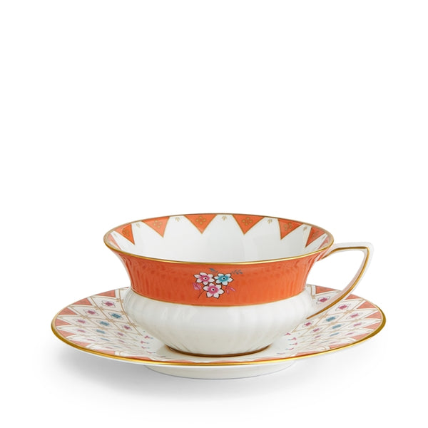 Wonderlust Peony Diamond Teacup and Saucer