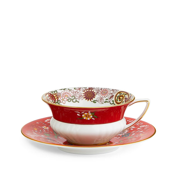 Wonderlust Crimson Orient Teacup and Saucer