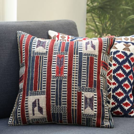 Congo Blue Cotton Cushion Cover