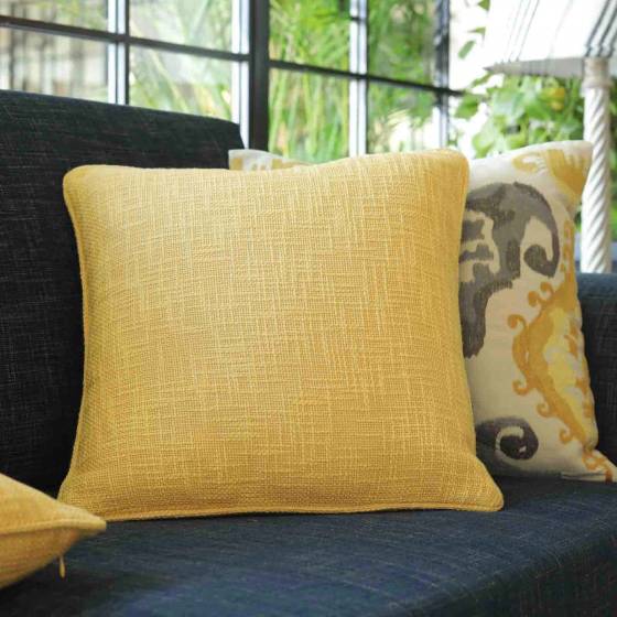 Solid Jute Mustard Cotton Cushion Cover