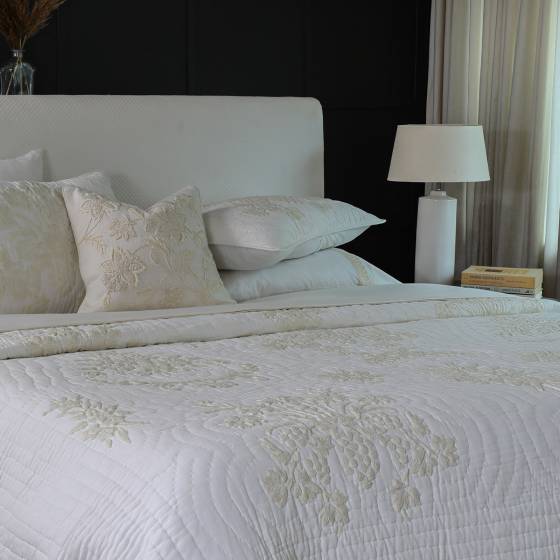 Arbour Ivory Cotton Bedspread
