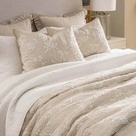 Etoile Natural Ivory Cotton Quilted Bedspread