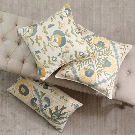 Iris Motif Cotton Almond Multi Cushion Cover