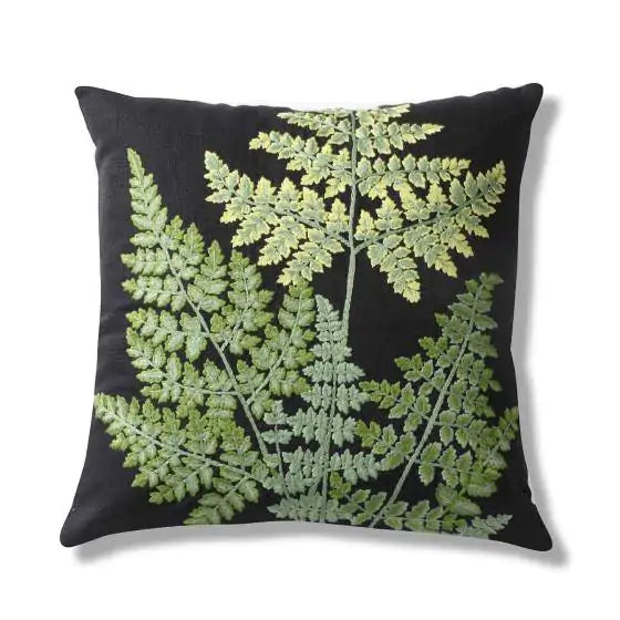 Botanica Fern Linen Black Green Cushion Cover