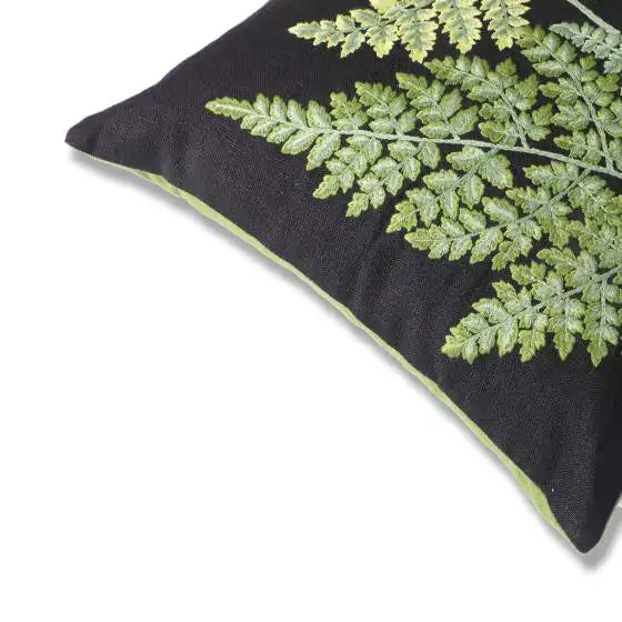 Botanica Fern Linen Black Green Cushion Cover