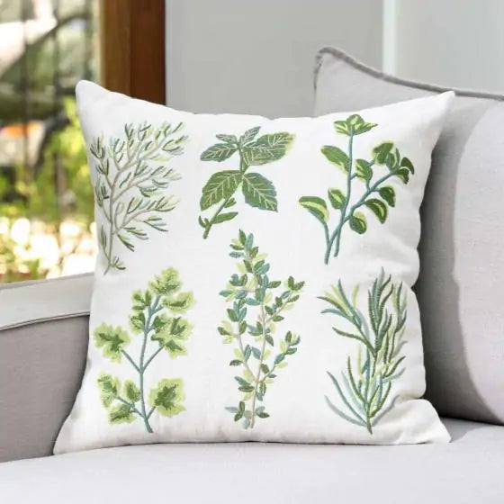 Botanica 6 Line Ivory Green Flora Cushion Cover