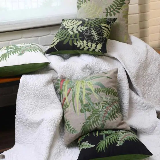Botanica Linen Natural Green Cushion Cover