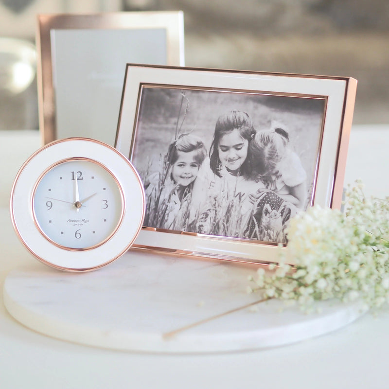 White Enamel & Rose Gold Frame